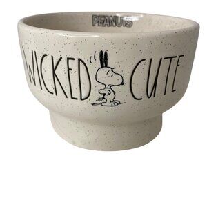 Peanuts Rae Dunn Magenta "Wicked Cute" Ceramic Pedestal Dog Large Pet Bowl Snoop